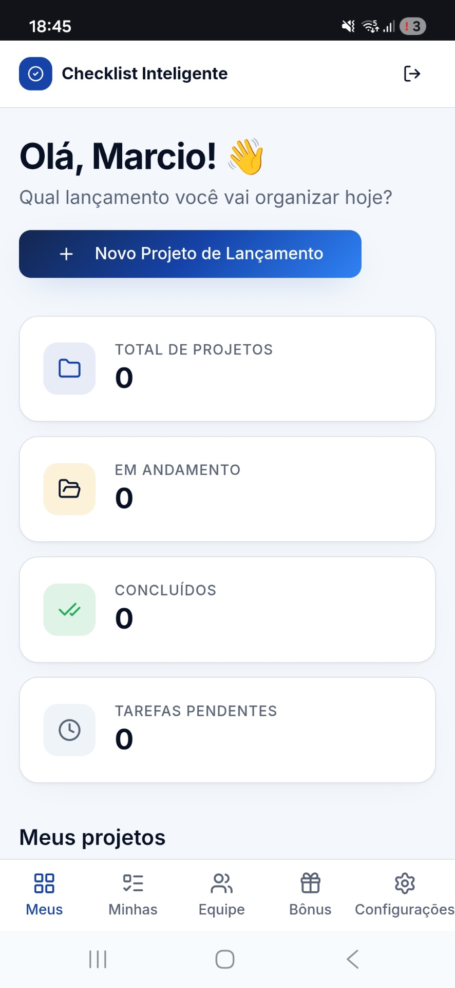 Tela do aplicativo